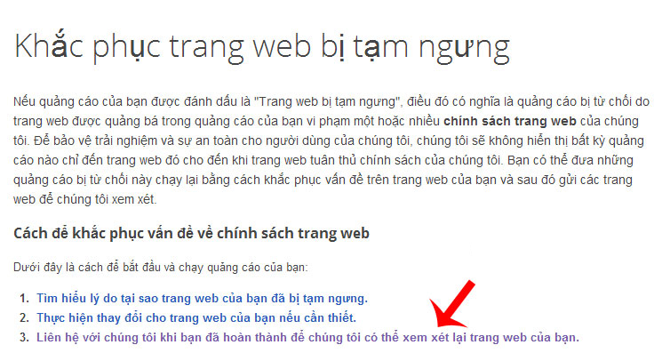 khắc phục trang Web