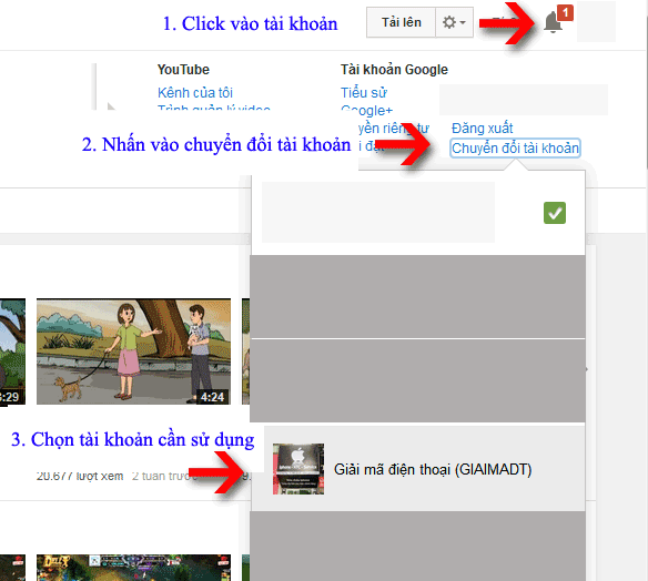 thay doi tai khoan youtube