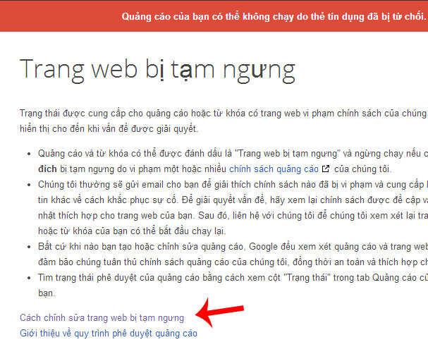 Trang web bị tạm ngưng