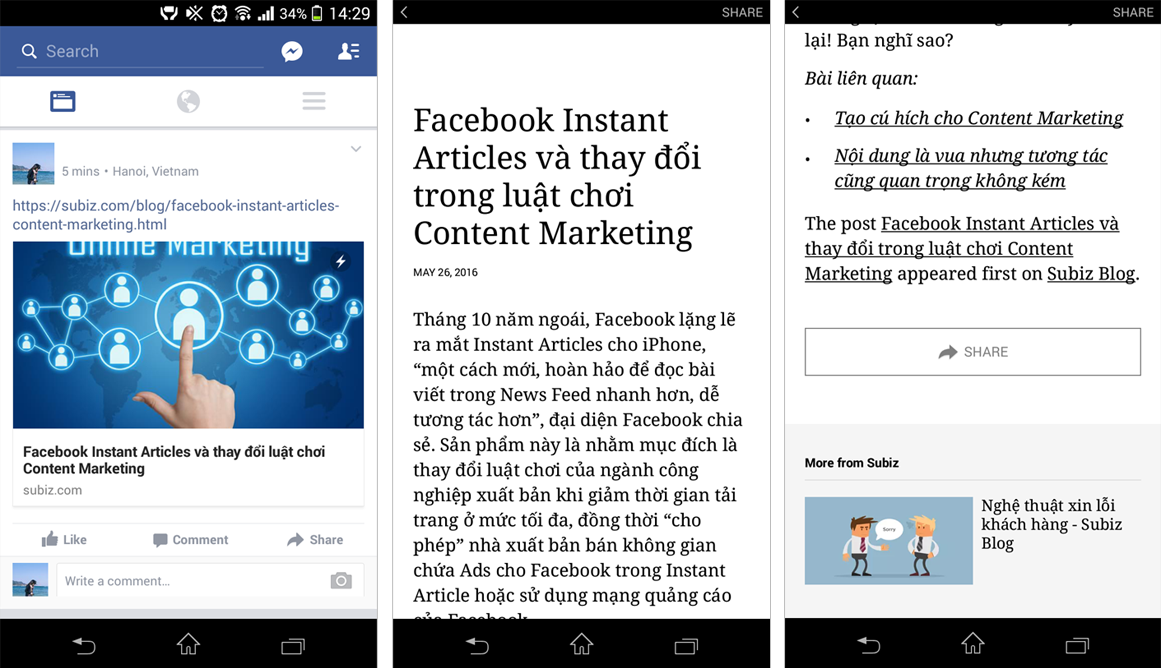 Instant Aritcles được tích hợp trong app Facebook giúp người dùng tải nội dung nhanh hơn rất nhiều lần.