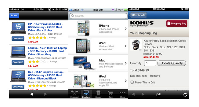 Best Buy, Apple và Kohls luôn nhận được đánh giá cao khi nhắc đến việc truy cập và mua sắm trên điện thoại di động