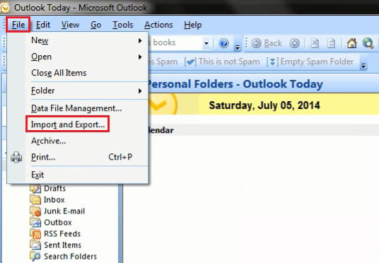 Backup và Import Mail trong Outlook 2007
