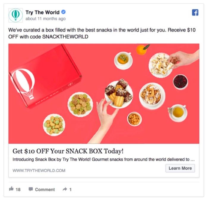 quảng cáo facebook của Try The World