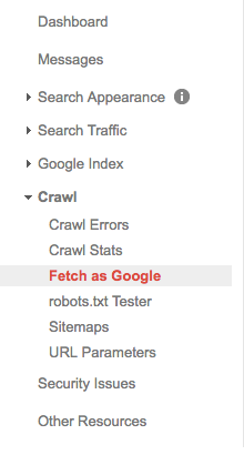 Fetch as Google trong Search Console