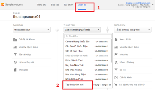 Hướng dẫn gắn website vào Google Analytics