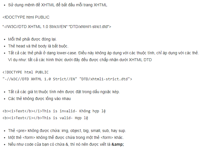 Dưới đây là quy luật cần tuân theo khi phát triển một webpage