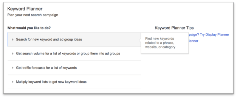 Google Adwords Keyword Planner