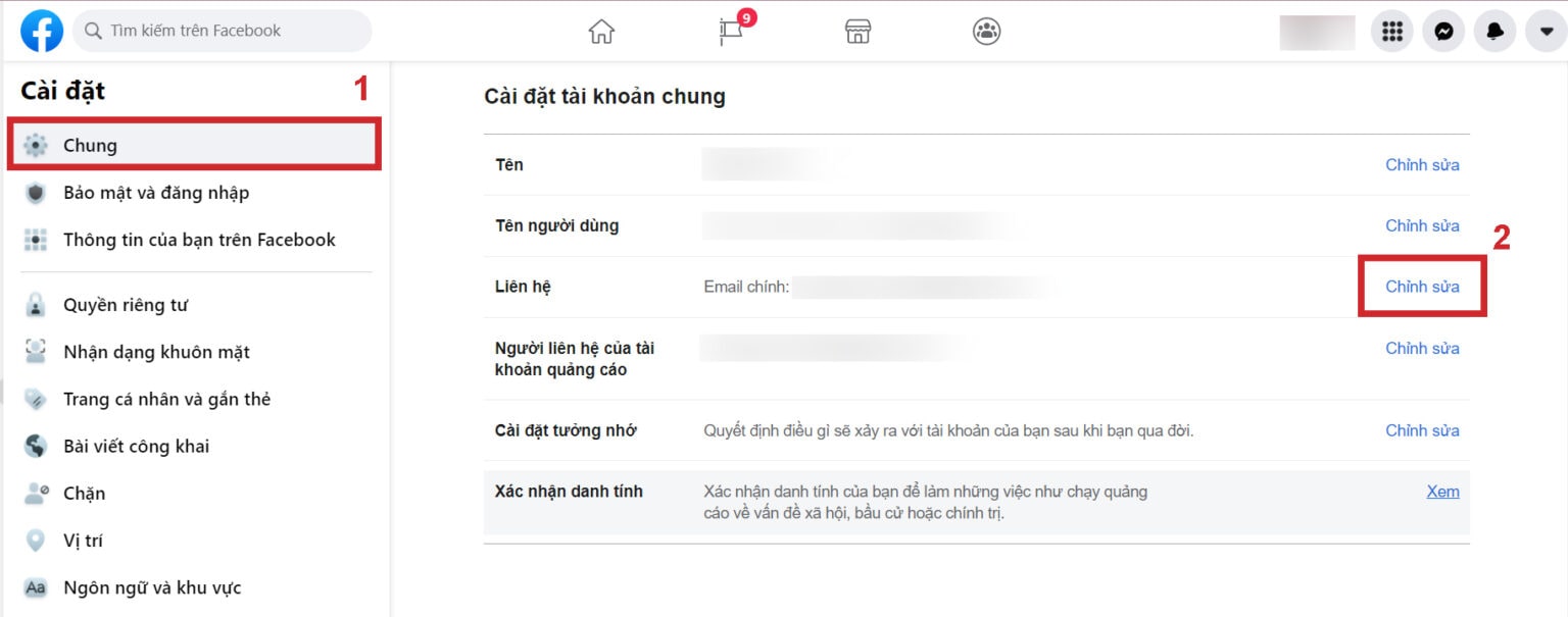 Cách đổi email trên Facebook