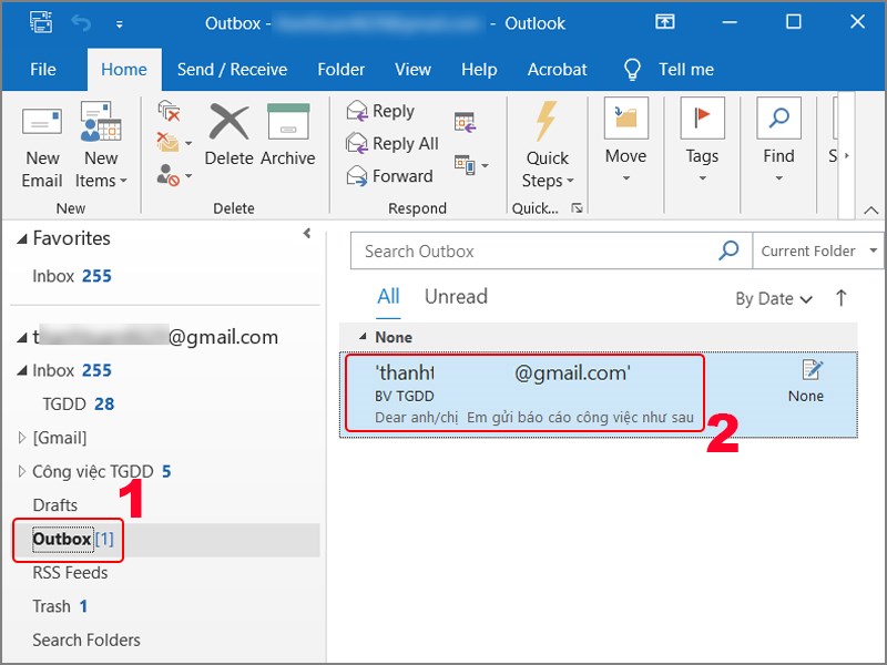 cách cài đặt hẹn giờ gửi mail Outlook