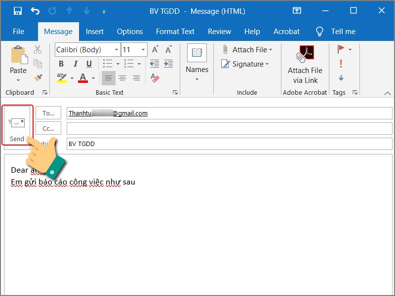 cách cài đặt hẹn giờ gửi mail Outlook