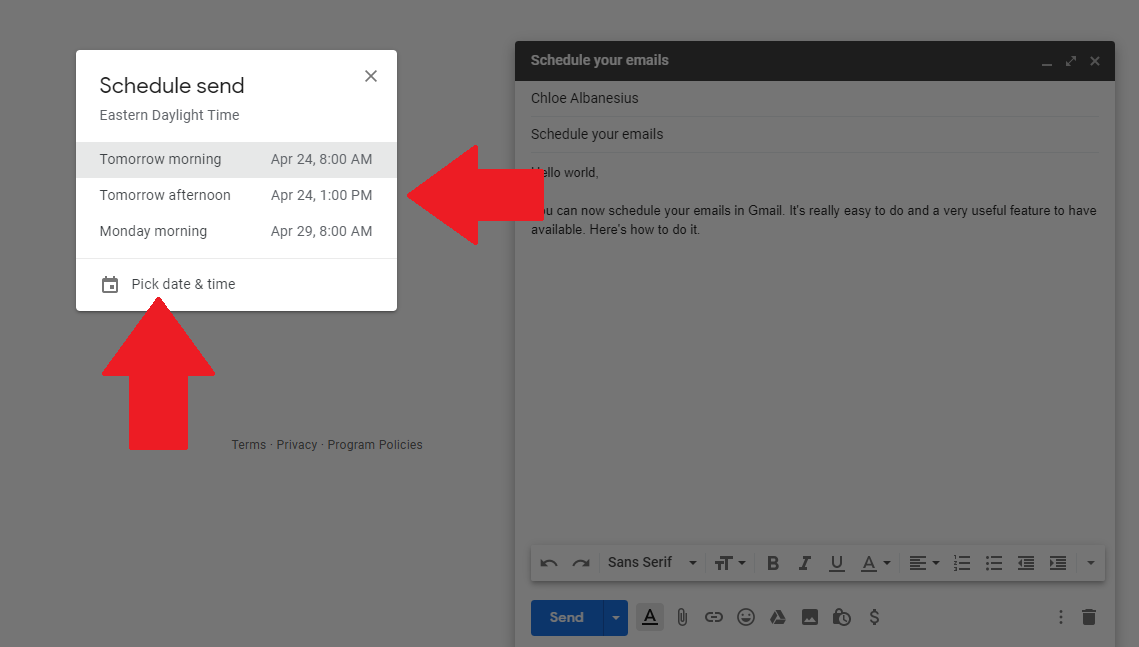 Gửi email hẹn giờ trong gmail
