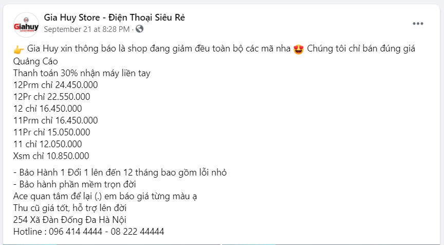 Content bán điện thoại