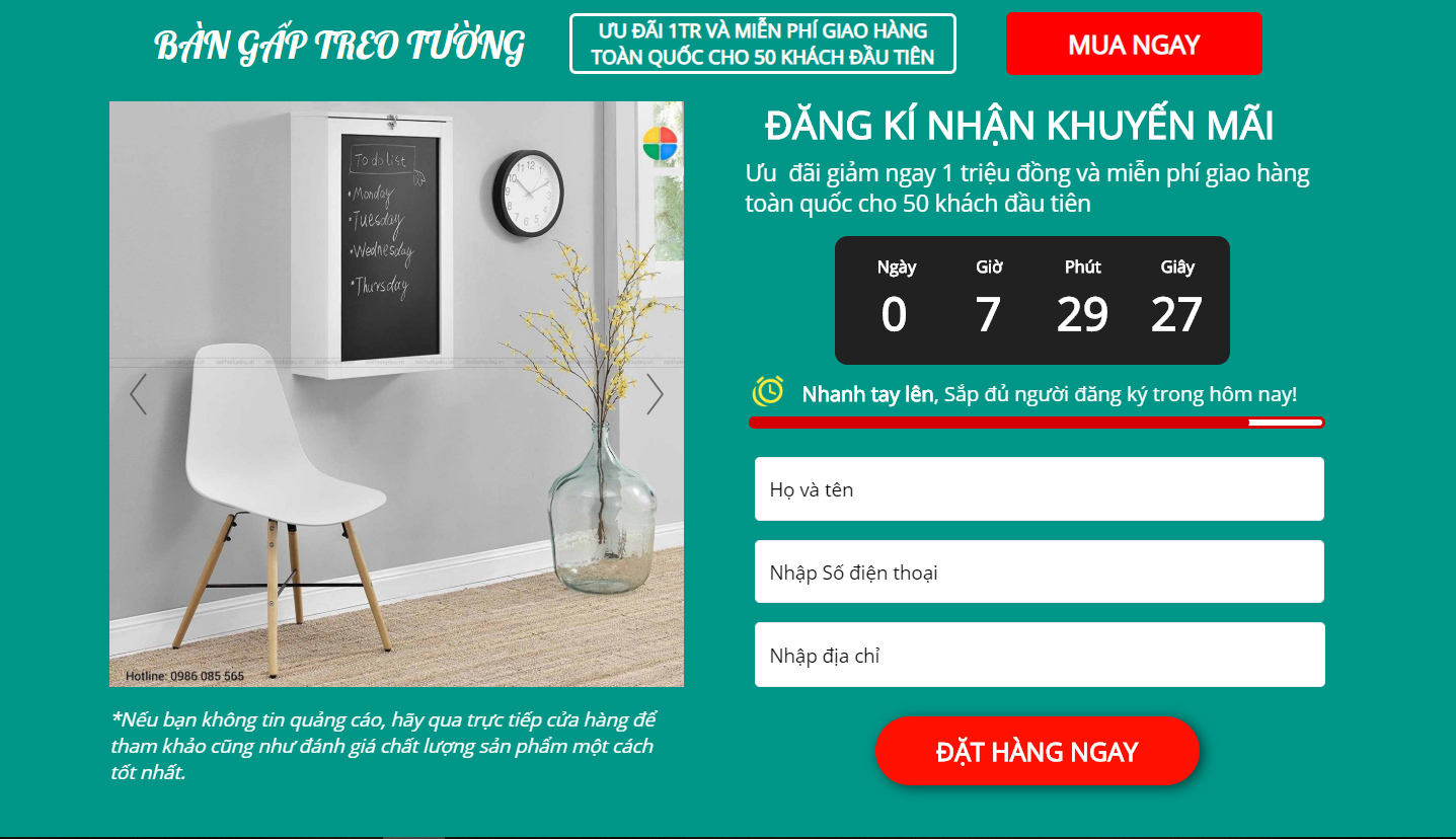 Landing page thu thập thông tin khách hàng