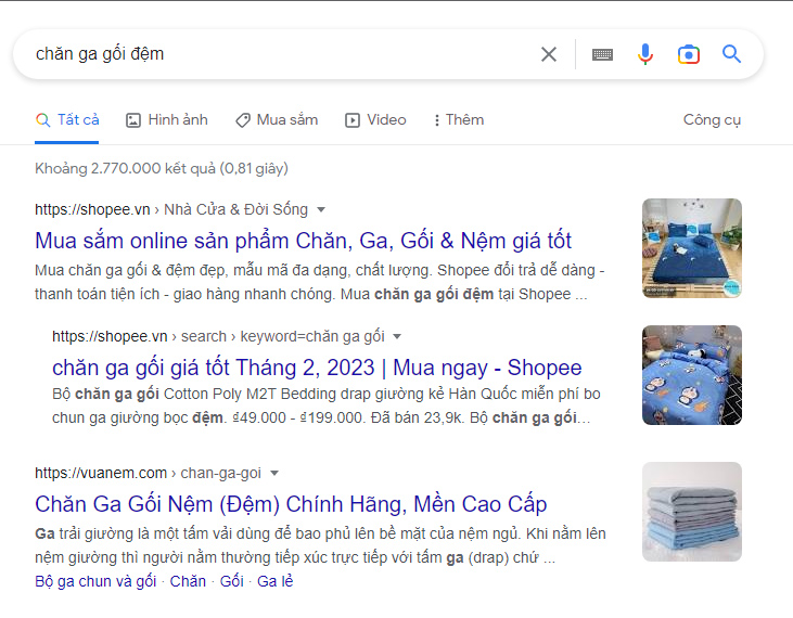 Marketing quảng cáo chăn ga gối đệm