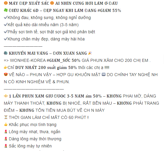 Bài viết quảng cáo phun xăm