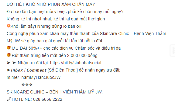 Bài viết quảng cáo phun xăm