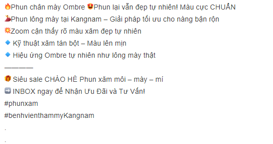 Bài viết quảng cáo phun xăm