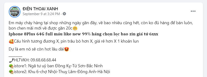 Bài viết quảng cáo về điện thoại