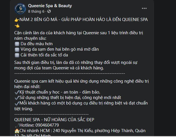 Bài viết quảng cáo trị nám