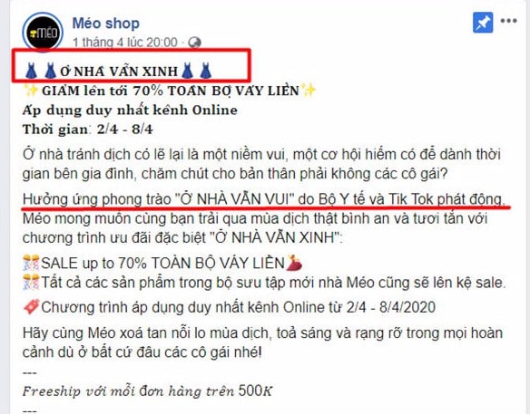 Mẫu content bán quần áo