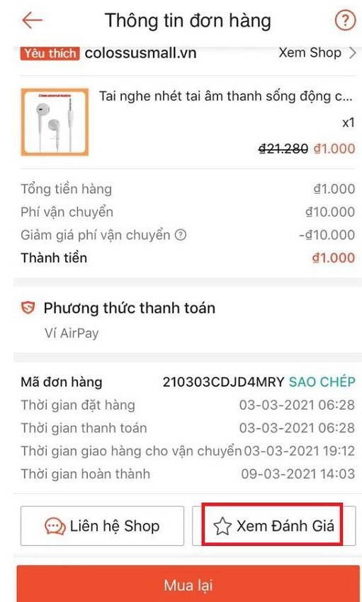 Mẫu câu đánh giá sản phẩm Shopee