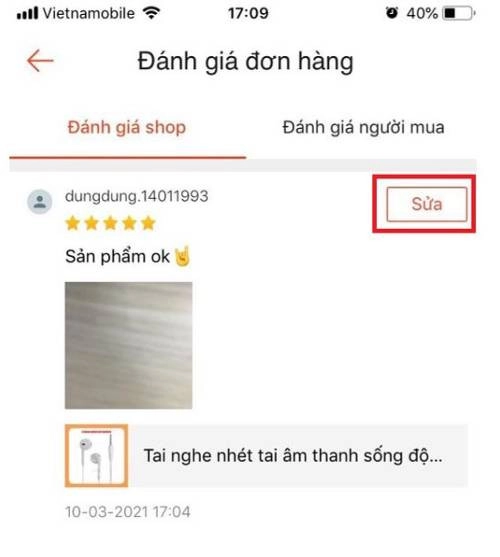 Mẫu câu đánh giá sản phẩm Shopee