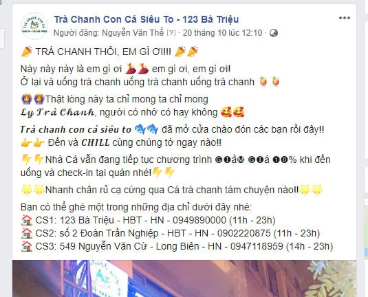 mẫu content bán hàng đồ ăn