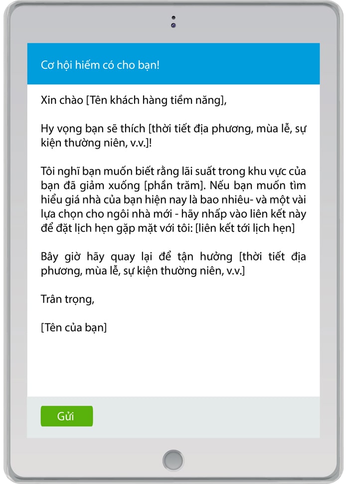 Mẫu email lãi suất thấp