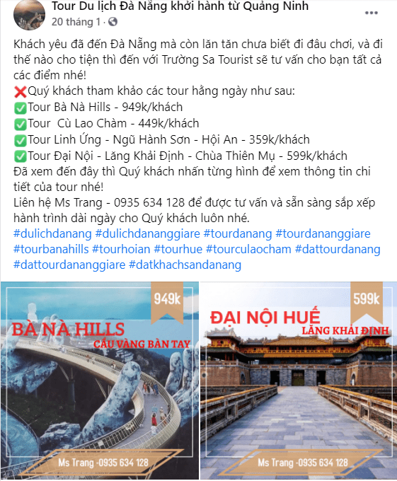 Mẫu quảng cáo tour du lịch