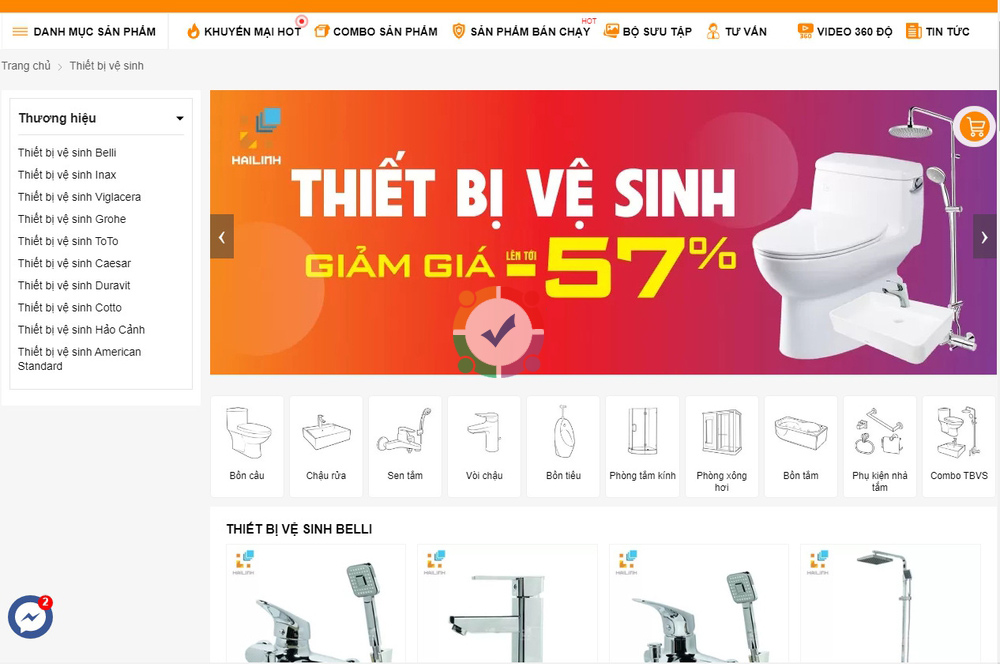 Thiết kế web bán thiết bị vệ sinh