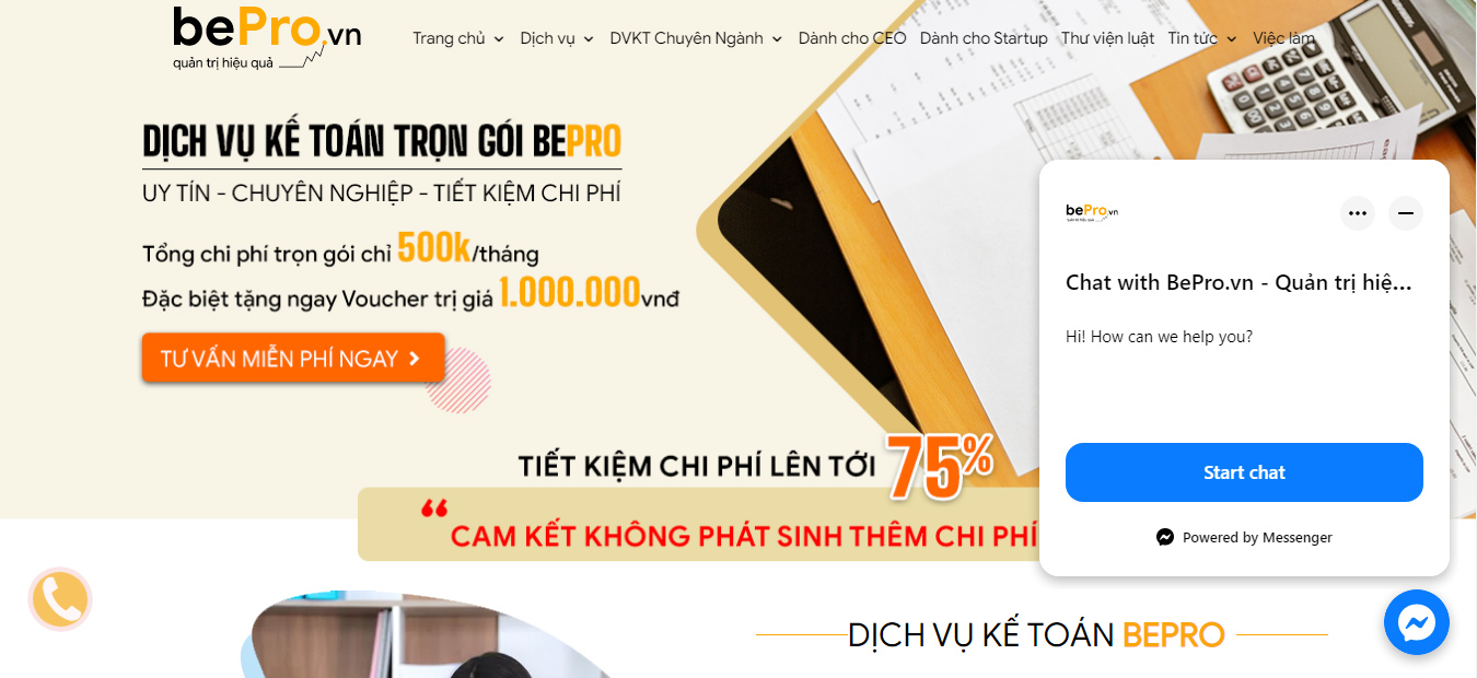 Thiết kế web dịch vụ kế toán