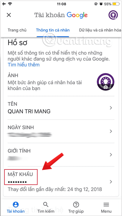 Đổi mật khẩu gmail