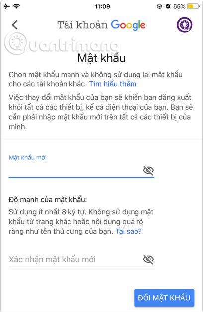 Đổi mật khẩu gmail