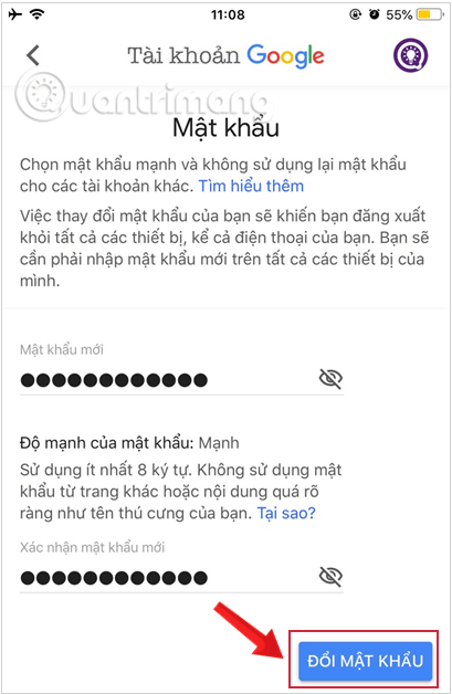 Đổi mật khẩu gmail