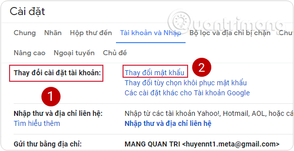 Đổi mật khẩu gmail