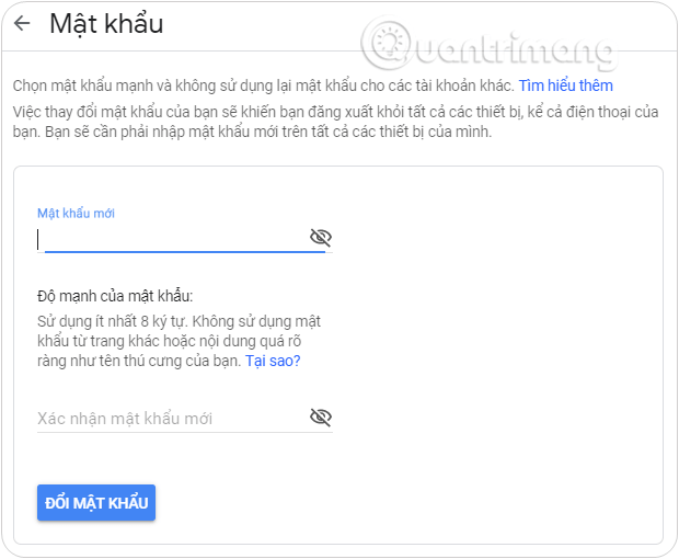 Đổi mật khẩu gmail