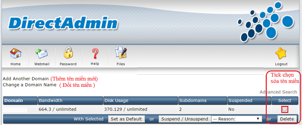 Hướng dẫn sử dụng directadmin