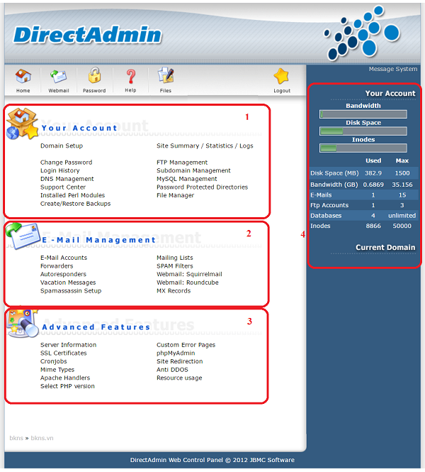 Hướng dẫn sử dụng directadmin