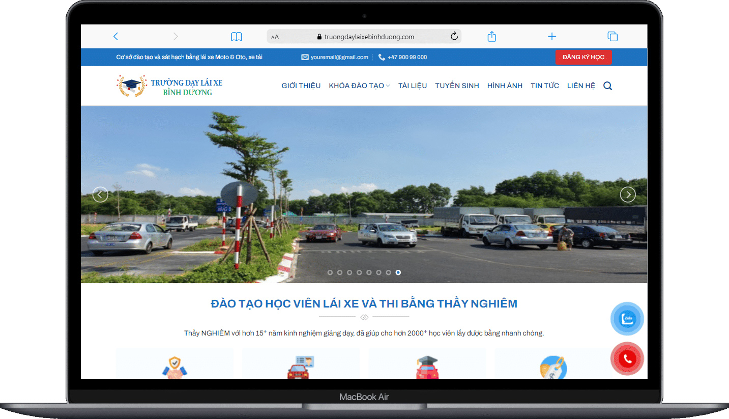 Mẫu landing page trung tâm đào tạo lái xe 2