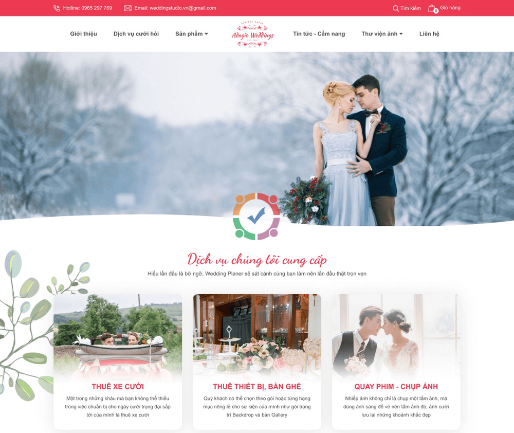 Mẫu website ảnh viện áo cưới studio chuyên nghiệp
