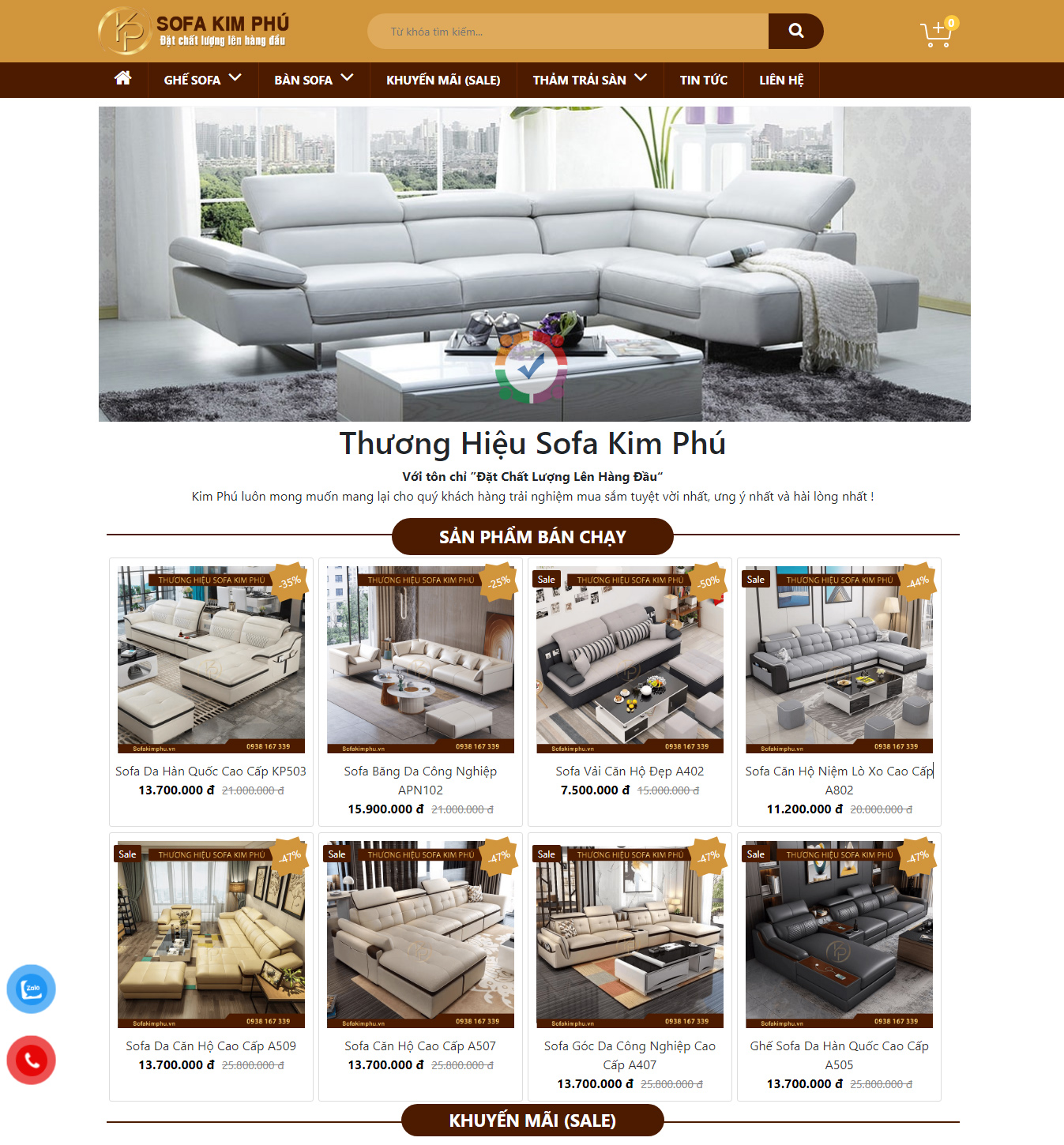 Mẫu website bán bàn ghê sofa đẹp