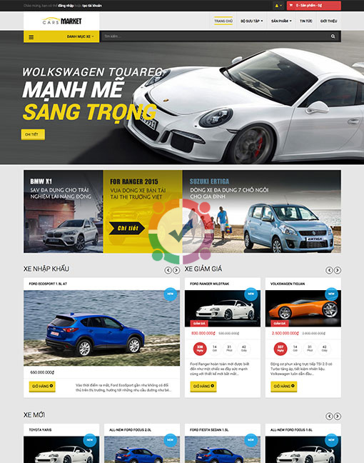 Mẫu website bán hàng ô tô ra đơn