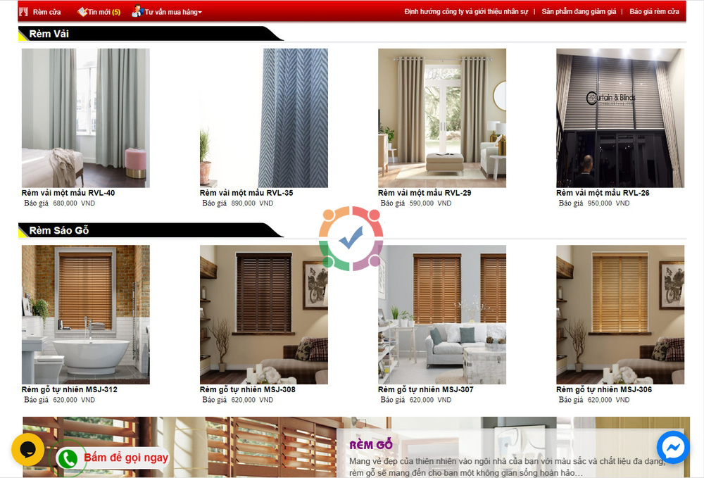 Mẫu website bán rèm cửa