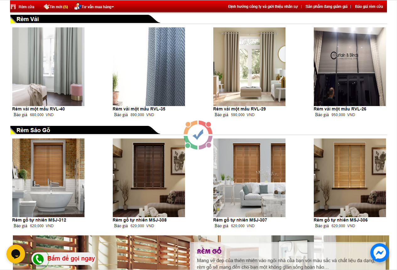 Mẫu website bán rèm cửa
