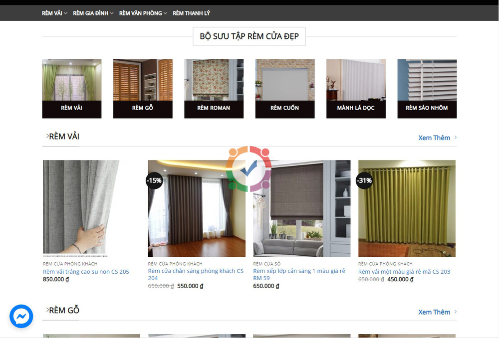 Mẫu website bán rèm cửa