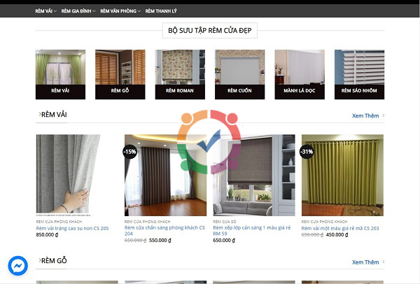 Mẫu website bán rèm cửa