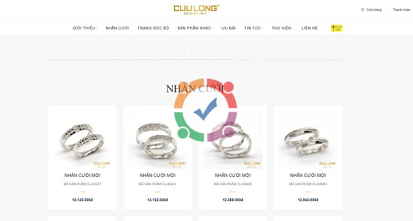 Mẫu website bán trang sức vàng bạc đá quý