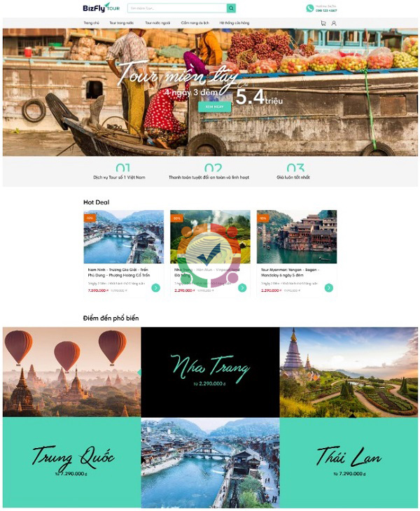 Mẫu website du lịch bán tour đẹp