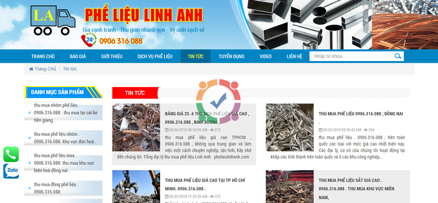 Mẫu web thu mua phế liệu