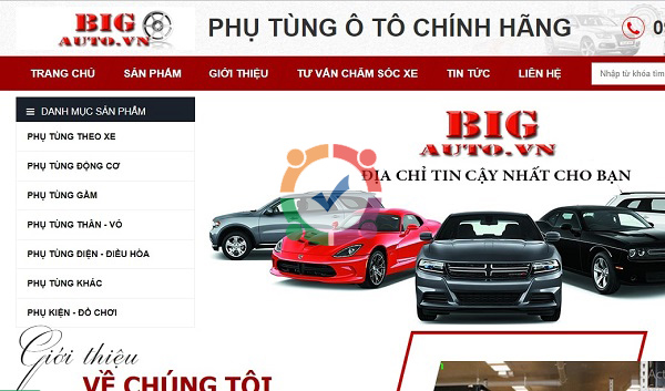 Mẫu website bán phụ tùng ô tô đồ chơi xe hơi ra đơn